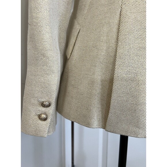 L’AGENCE Chamberlain Blazer Ecru Gold Shimmer Linen Blend Size 4 NWOT - Picture 8 of 11